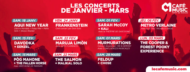 Concerts Janvier Mars 2025 Mont de Marsan Landes CaféMusic